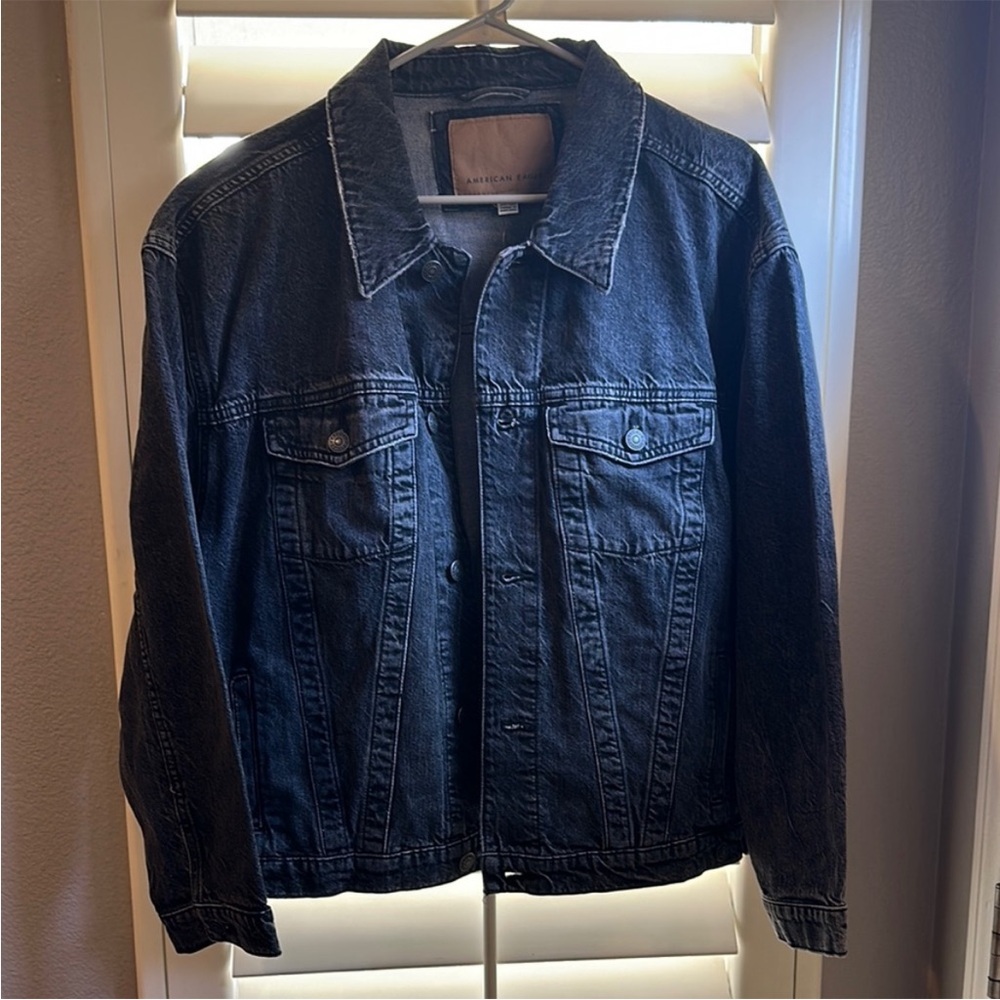 American Eagle Black oversized Jean Jacket
